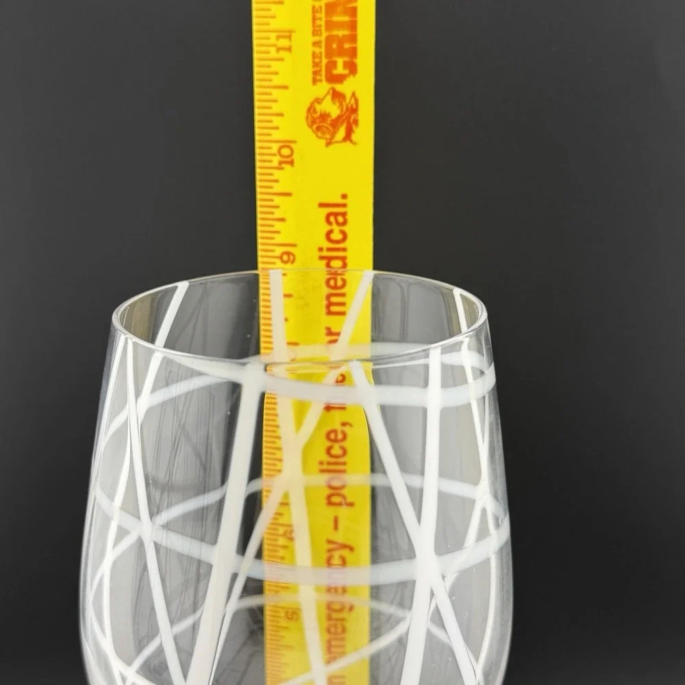 Pier 1 Slanted Lines Clear White Wine Glasses 16 Oz Water Goblets Set Of 2